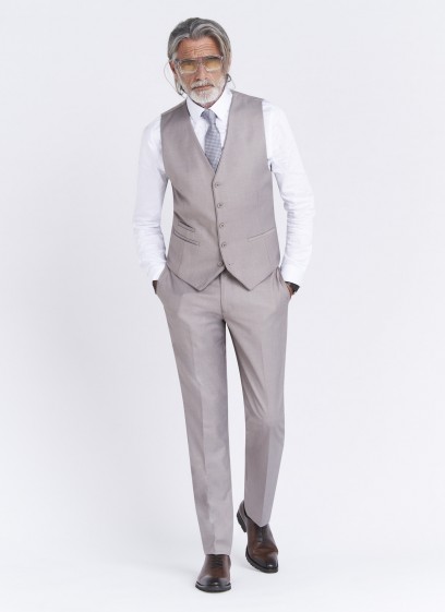 Gilet slim fit Sevenson _ uni grège _ 30 - Grège