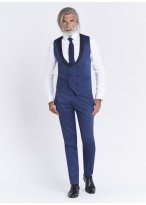 Smoking slim fit Sevenson _ Bleu marine faux uni _ 88 - Bleu marine