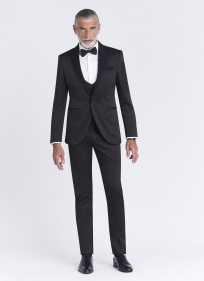 Smoking slim fit col châle Sevenson _ uni noir _ 01 - Noir