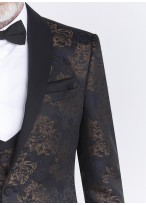 Smoking slim fit col châle Sevenson _ Noir à motif jacquard moiré _ 35 - Marron
