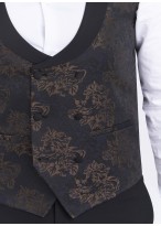 Smoking slim fit col châle Sevenson _ Noir à motif jacquard moiré _ 35 - Marron