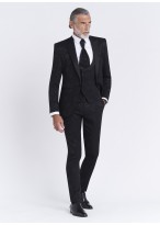 Smoking slim fit col pointe Sevenson _ noir à motif jacquard fleuris ton sur ton _ 01 - Noir