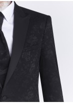 Smoking slim fit col pointe Sevenson _ noir à motif jacquard fleuris ton sur ton _ 01 - Noir