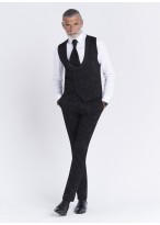 Smoking slim fit col pointe Sevenson _ noir à motif jacquard fleuris ton sur ton _ 01 - Noir