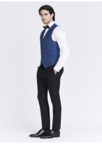 Smoking slim fit col châle Emmanuelle Khanh _ Bleu à motif jacquard ton sur ton _ 84 - Bleu denim