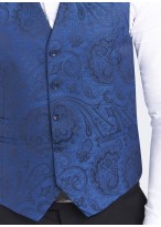 Smoking slim fit col châle Emmanuelle Khanh _ Bleu à motif jacquard ton sur ton _ 84 - Bleu denim