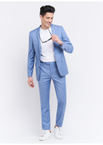 Costume slim fit Lanificio F.lli Cerruti Dal 19881 _ Bleu ciel faux uni _ 81 - Bleu ciel
