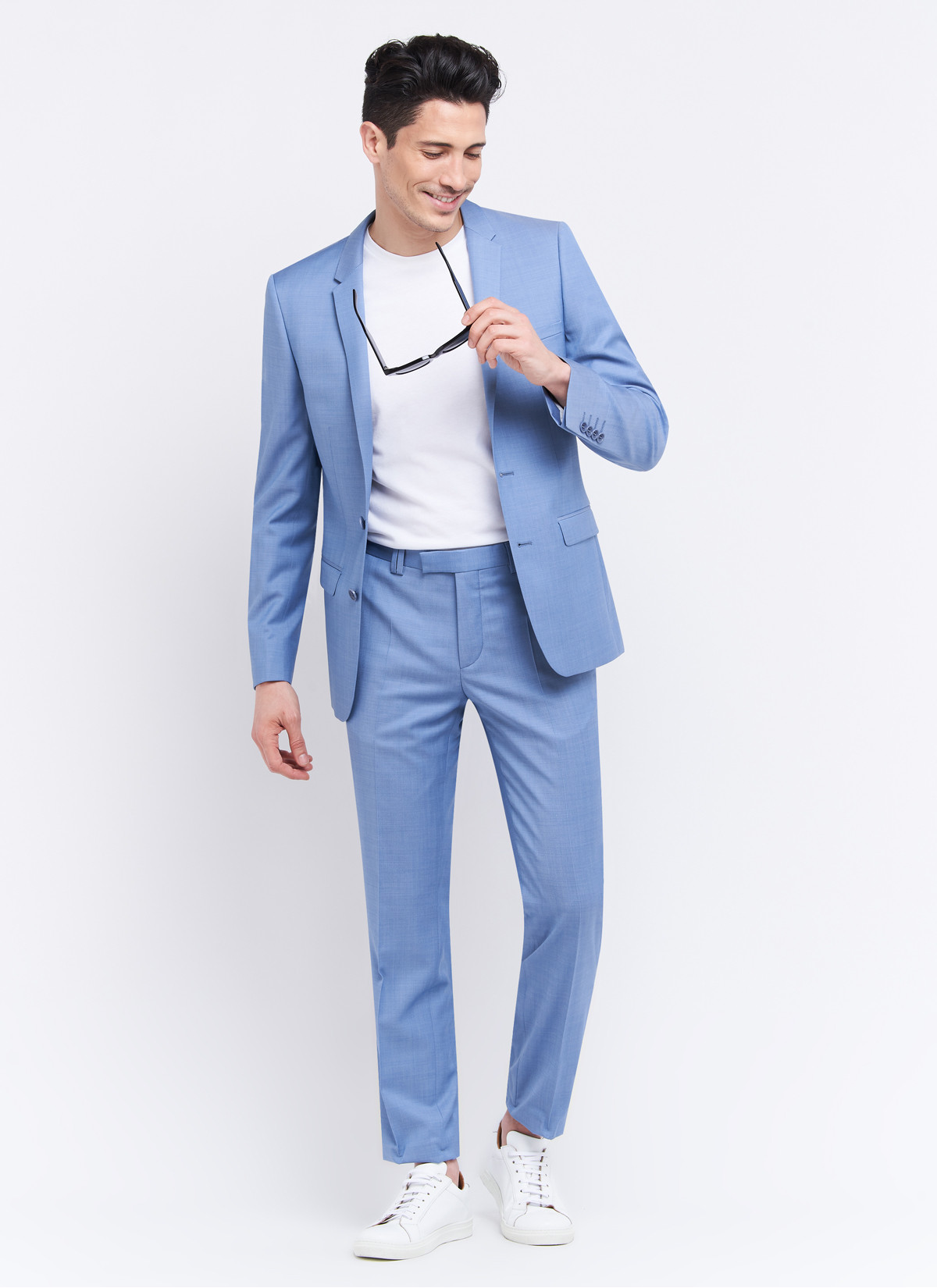 Slim fit suit by Lanificio F.lli Cerruti Dal 19881 _ Sky blue faux plain _ 81 - Sky blue