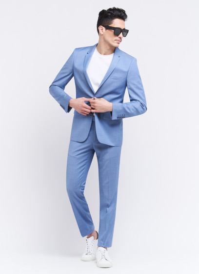 Costume slim fit Lanificio F.lli Cerruti Dal 19881 _ Bleu ciel faux uni _ 81 - Bleu ciel