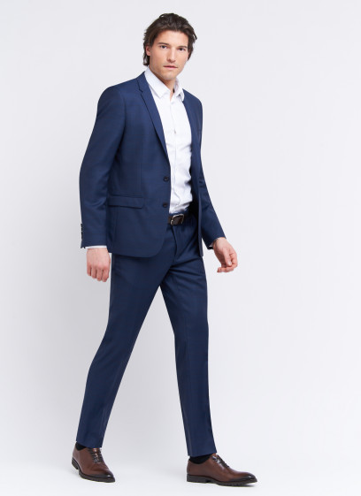 Slim fit suit by Lanificio F.lli Cerruti Dal 19881 _ Midnight blue with checks _ 89 - Midnight blue