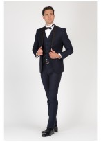 Smoking slim trois pièces SEVENSON-Bleu marine - 201NAVY2