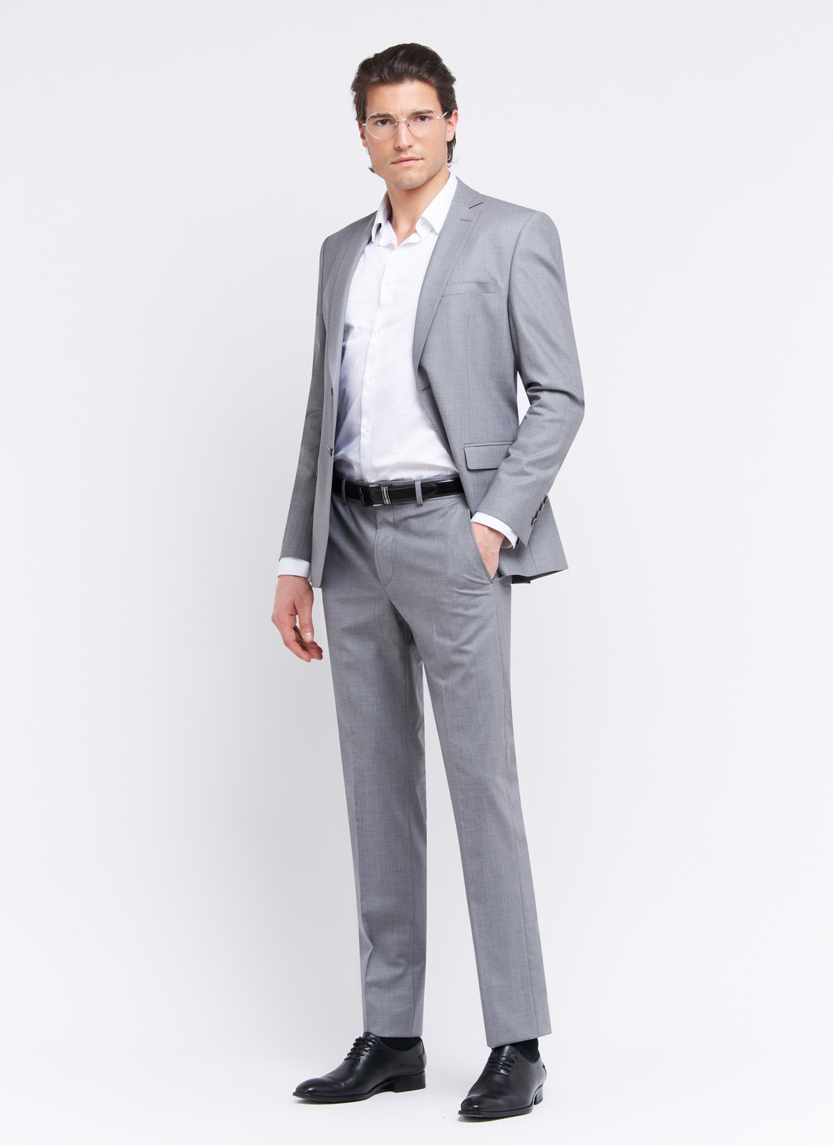 Costume regular fit Emmanuelle Khanh _ Gris perle faux uni _ 21 - Gris perle