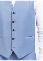 Gilet Emmanuelle Khanh _ Bleu ciel à carreaux _ 81 - Bleu ciel