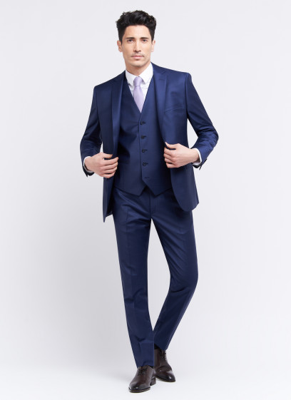 Costume slim fit Emmanuelle Khanh _ Bleu nuit à carreaux _ 89 - Bleu nuit