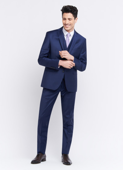 Slim fit suit by Emmanuelle Khanh _ Midnight blue with checks _ 89 - Midnight blue