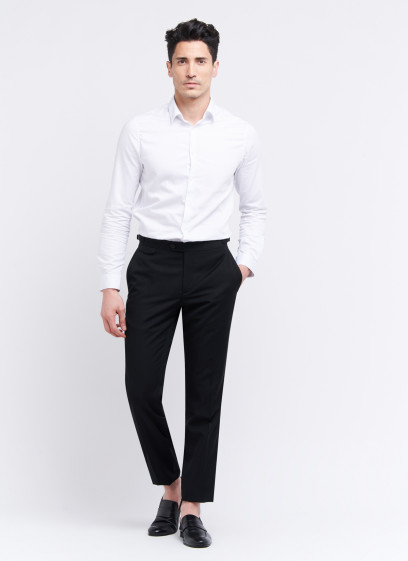 Pantalon slim fit Emmanuelle Khanh _ Noir uni _ 01 - Black