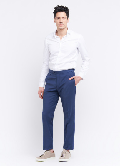 Pantalon slim fit Emmanuelle Khanh _ Bleu pétrole uni _ 87 - Bleu pétrole