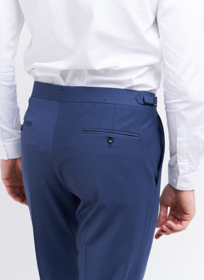 Slim fit trousers by Emmanuelle Khanh _ Petrol blue plain _ 87 - Petrol blue