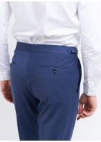 Slim fit trousers by Emmanuelle Khanh _ Petrol blue plain _ 87 - Petrol blue