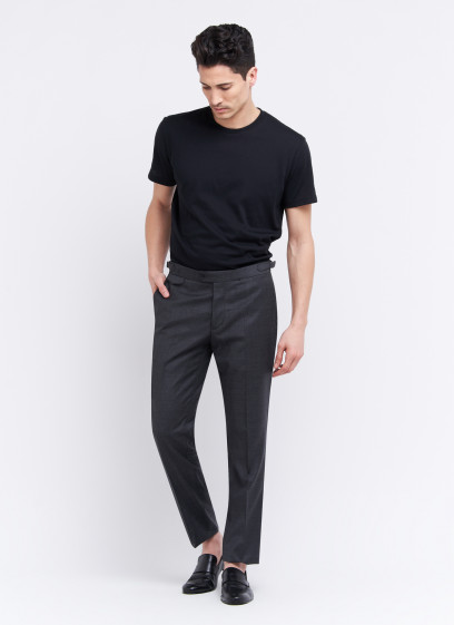 Pantalon slim fit Emmanuelle Khanh _ Gris anthracite faux uni _ 24 - Gris anthracite