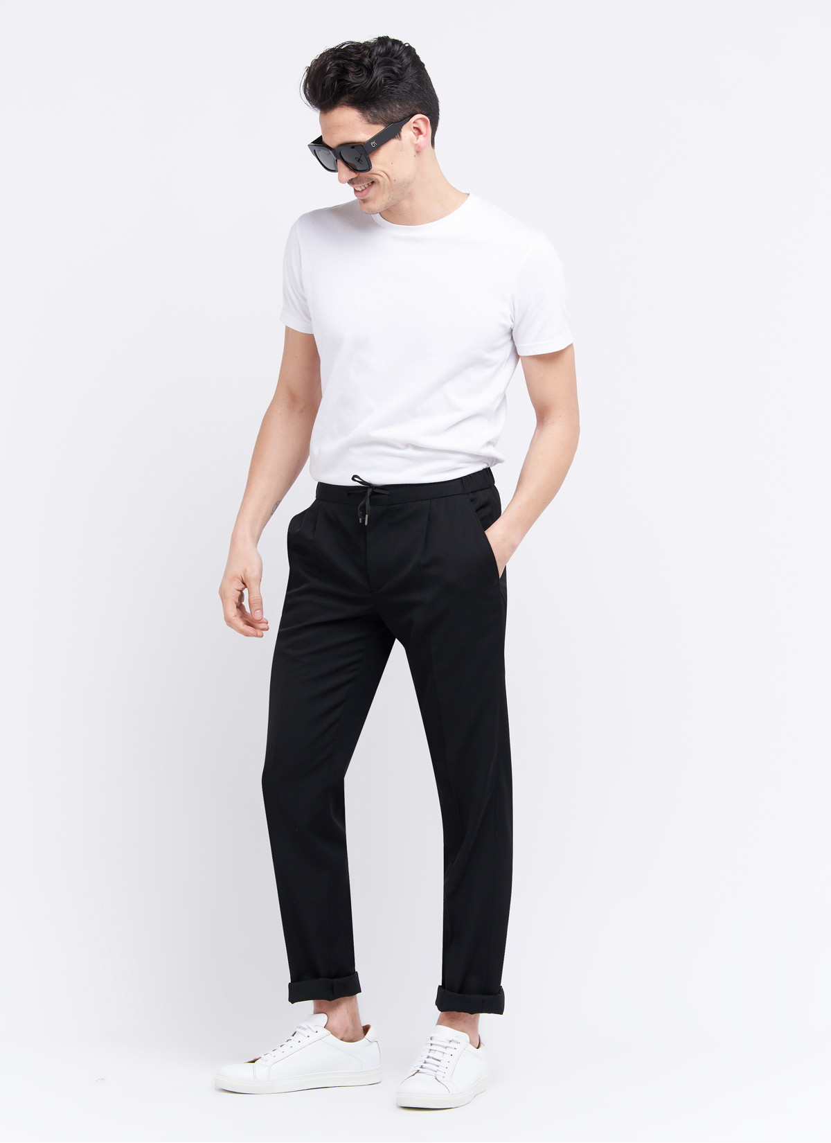 Pantalon slim fit Emmanuelle Khanh _ Noir uni _ 01 - Noir
