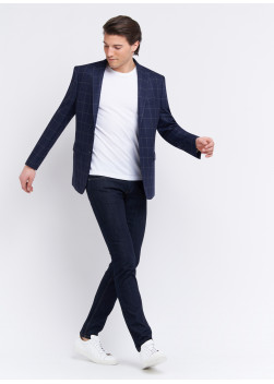 Veste slim fit Emmanuelle Khanh _ Bleu marine à carreaux _ 88 - Bleu marine