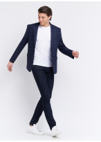 Veste slim fit Emmanuelle Khanh _ Bleu marine à carreaux _ 88 - Bleu marine