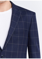 Veste slim fit Emmanuelle Khanh _ Bleu marine à carreaux _ 88 - Bleu marine