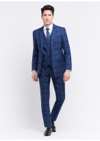 Costume trois pièces slim fit Sevenson _ Bleu pétrole à carreaux _ 87 - Bleu pétrole
