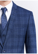 Costume trois pièces slim fit Sevenson _ Bleu pétrole à carreaux _ 87 - Bleu pétrole