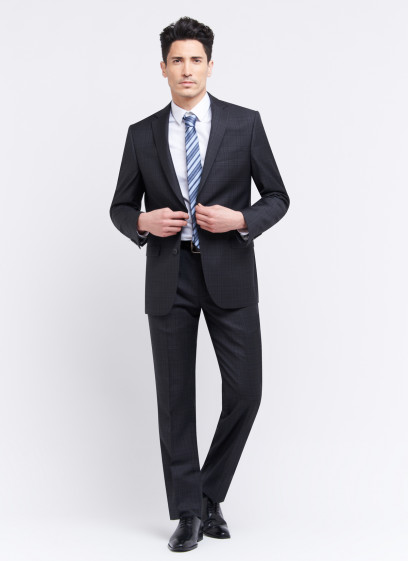 Regular fit suit by Cloth Ermenegildo Zegna _ Anthracite grey with checks _ 24 - Anthracite grey