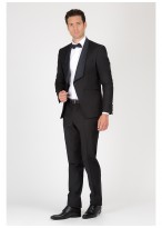 Smoking slim col châle Emmanuelle Khanh-Noir et marine - 182-NOIR-1
