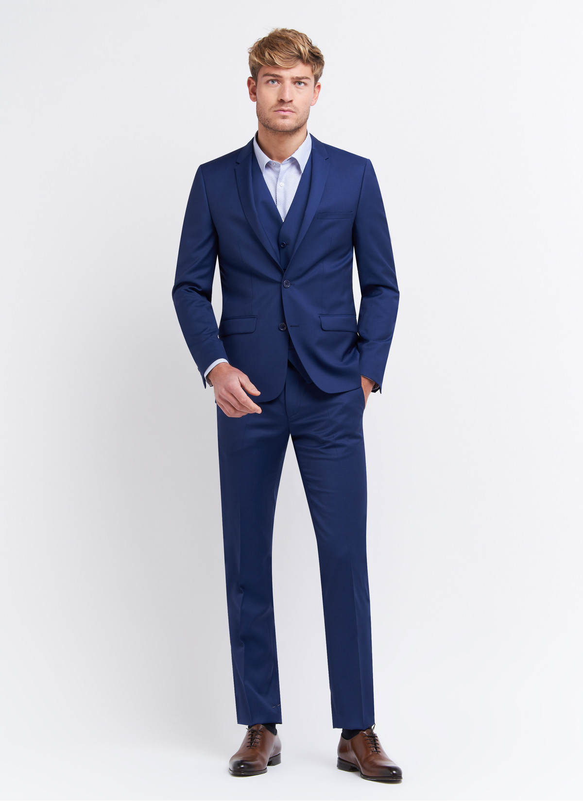 Costume slim fit Charles Le Golf _ Bleu nuit faux uni _ 89 - Bleu nuit