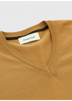 Pull col V en coton Charles Le Golf _ Sable uni _ 31 - Sable