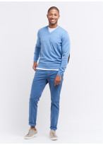 Pull col V en coton Charles Le Golf _ Bleu ciel uni _ 81 - Bleu ciel