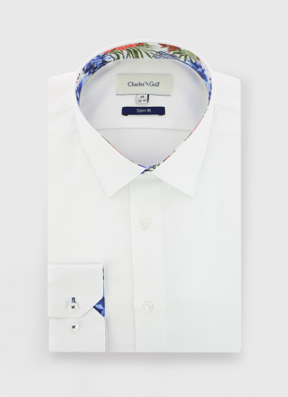 Chemise slim fit Charles Le Golf _ Blanc uni _ 10 - Blanc