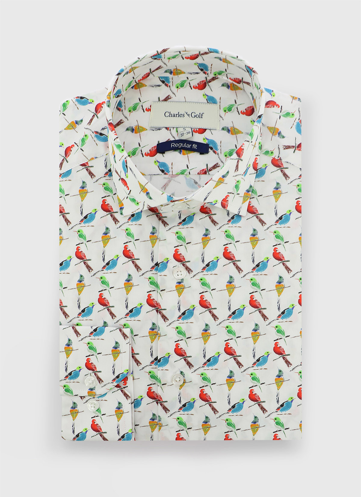 Chemise regular fit Charles Le Golf _ Blanc motif fantaisie _ 10 - Blanc