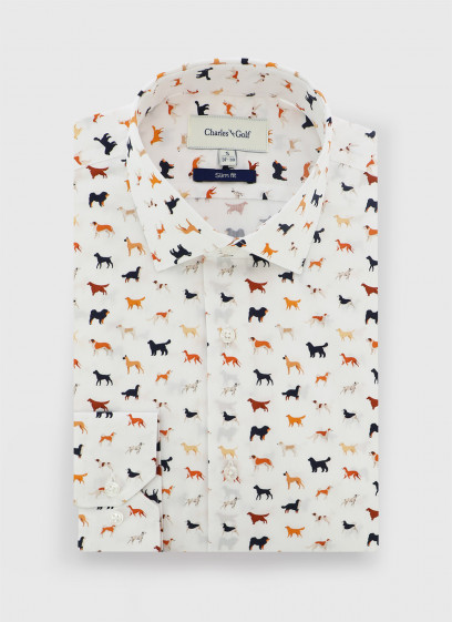 Chemise slim fit Charles Le Golf _ Blanc motif fantaisie _ 10 - Blanc