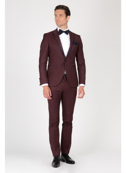 Smoking slim col pointe SEVENSON-Bordeaux - 9214/02