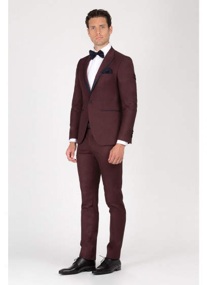 Smoking slim col pointe SEVENSON-Bordeaux - 9214/02