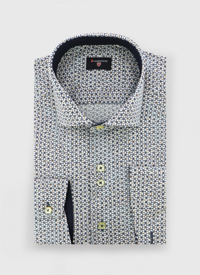 Chemise slim à motif fantaisie Stanbridge _ Bleu marine motif fantaisie _ 88 - Bleu marine