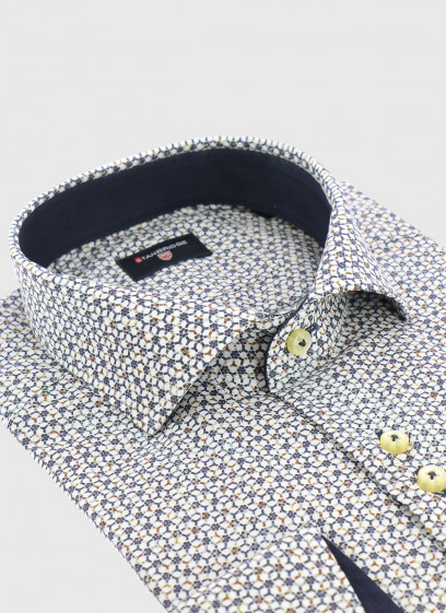 Chemise slim à motif fantaisie Stanbridge _ Bleu marine motif fantaisie _ 88 - Bleu marine