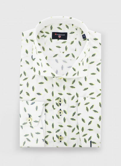 Chemise slim à motif feuillage Stanbridge _ Blanc motif fantaisie _ 10 - Blanc