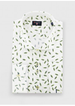 Chemise slim à motif feuillage Stanbridge _ Blanc motif fantaisie _ 10 - Blanc