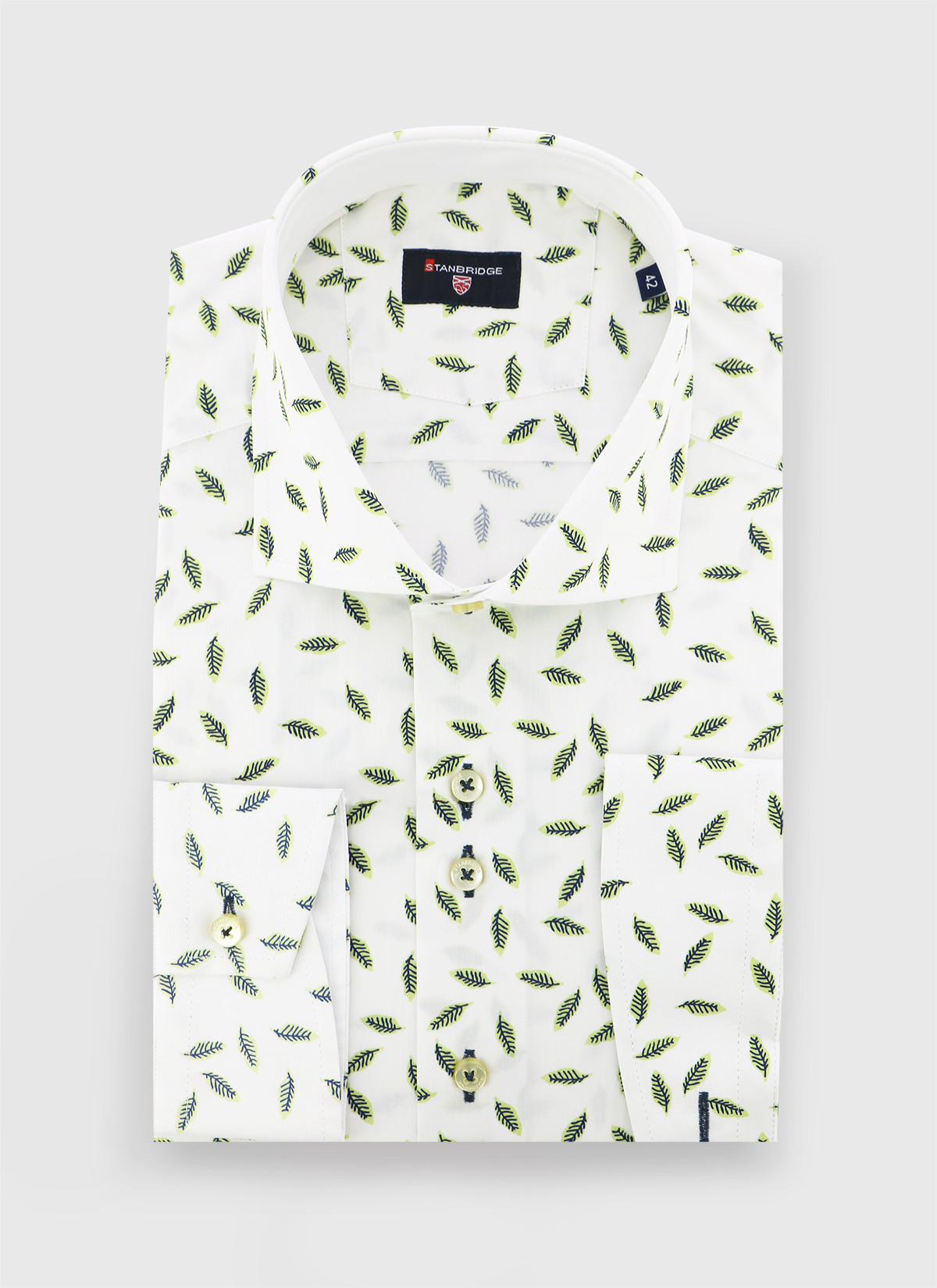 Chemise slim à motif feuillage Stanbridge _ Blanc motif fantaisie _ 10 - Blanc