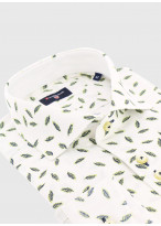 Chemise slim à motif feuillage Stanbridge _ Blanc motif fantaisie _ 10 - Blanc