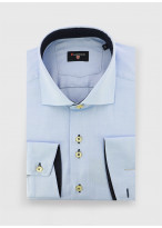 Chemise slim col italien Stanbridge _ Bleu pastel faux uni _ 80 - Bleu Pastel