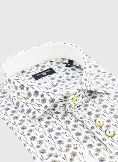Chemise slim à motif fleuri Stanbridge _ Blanc motif fantaisie _ 10 - Blanc