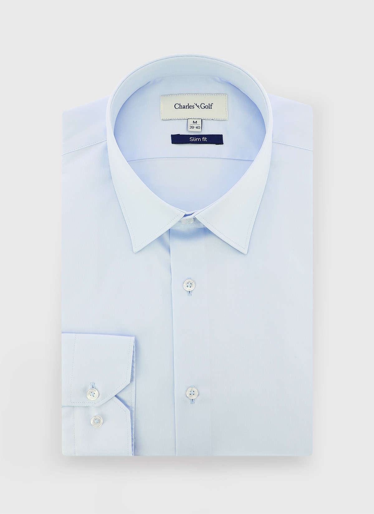 Chemise Slim Fit Marine Brillante Col 14, Manches Double Poignet - Primark Neuve Avec étiquette