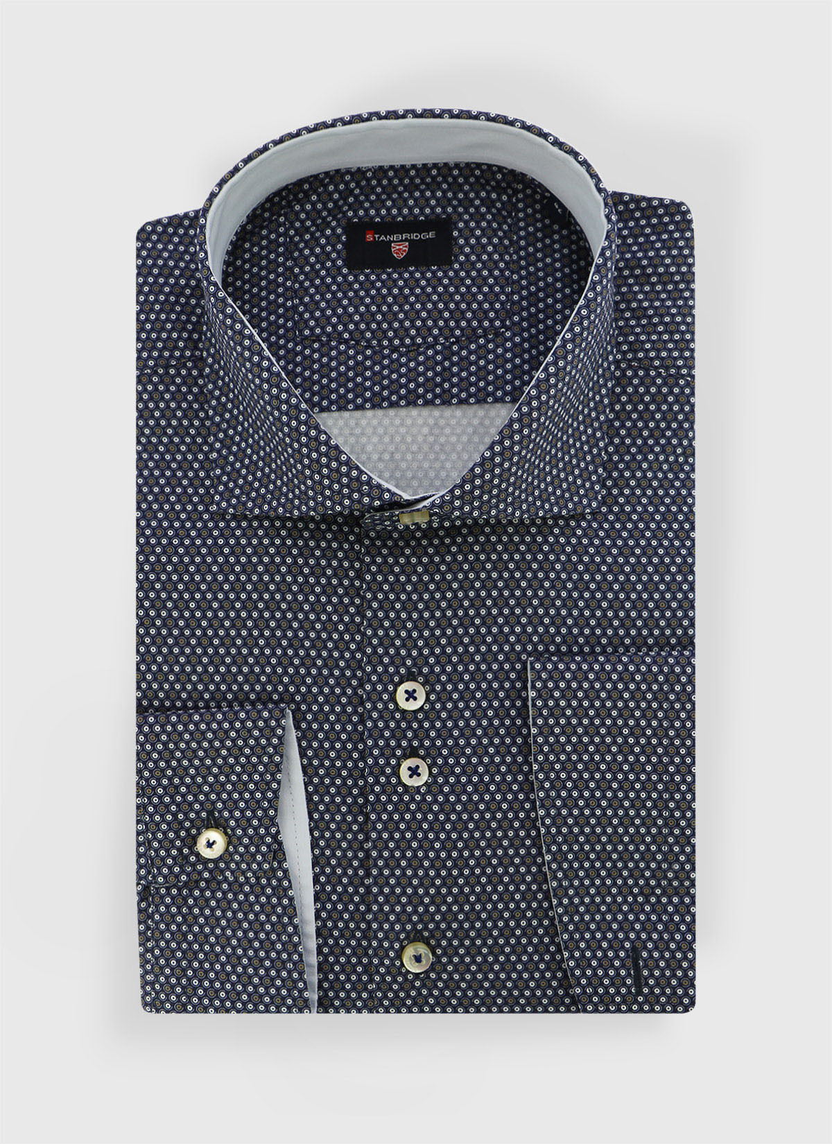 Chemise slim fit à motif circulaire Stanbridge _ Bleu marine à pois _ 88 - Bleu marine